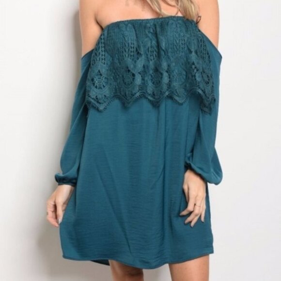 JOY HAN TEAL DRESS - Picture 1 of 2